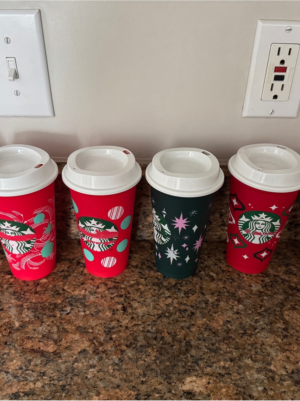 Starbucks Holiday Reusable Cups in Red, Green & Pink Accents